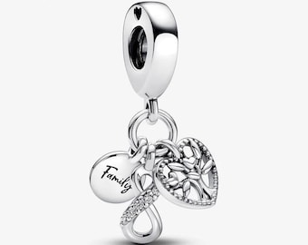 Family Infinity Triple Dangle Charm S925 Sterling Silver Mother’s Day/Birthday Gift /Christmas Gift