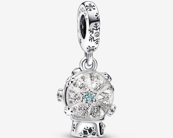 Snowflake Snowglobe Dangle Charm S925 Sterling Silver Mother’s Day/Birthday Gift /Christmas Gift