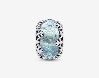 Winter Blue Snowflake Murano Charm S925 Sterling Silver Mother’s Day/Birthday Gift /Christmas Gift