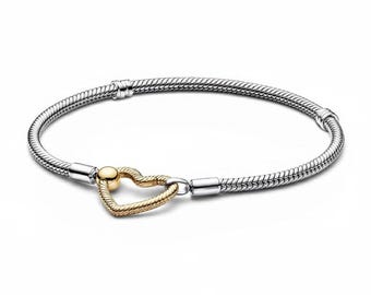 Moments Golden Heart Closure Snake Chain Charm Bracelet Mother’s Day/Birthday Gift /Christmas Gift