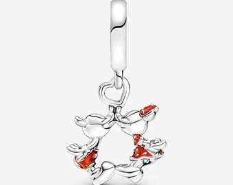 Disney Mickey Mouse & Minnie Mouse Kissing Dangle Charm S925 Sterling Silver Mother’s Day/Birthday Gift /Christmas Gift