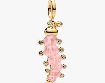Pink Caterpillar Dangle Charm, S925 Sterling Silver Mother’s Day/Birthday Gift /Christmas Gift