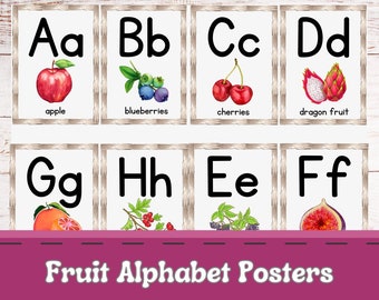 Tarjetas didácticas del alfabeto de frutas / Imprimibles Montessori para preescolar (PDF)