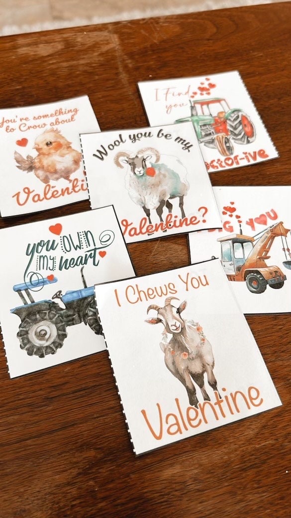 Farm Animals Valentine Cards for Kids | Printable Valentines (digital ...