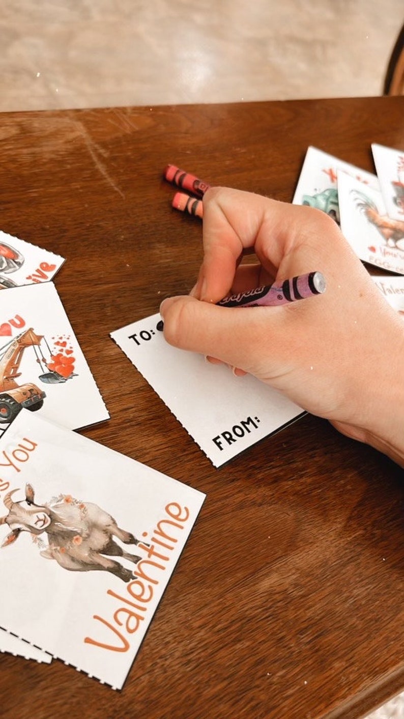 Farm Animals Valentine Cards for Kids | Printable Valentines (digital ...