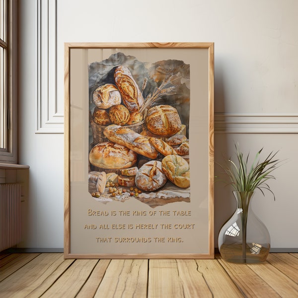 Aquarelle et peinture à l'huile de pain rustique : composition centrale de style Art déco - Art de cuisine de Boulangerie Gourmet