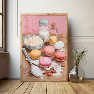 Enchanting Macaron Ingredients - Pop Art Digital Painting, Kitchen Decor Printable, Modern Home Art