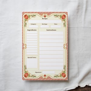 Printable Editable Recipe Card Template | Customizable 4x6 Recipe Cards for Browser Editing and PDF Download | Vintage & Retro Recipe Cards