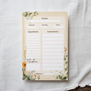 Soft Neutral Linen Recipe Card Template | Professional recipe card featuring a warm, fabric-like texture with seamless browser-based editing