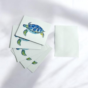 Pacote de cartões em branco de tartaruga marinha | Cartões de tartaruga marinha em aquarela | Pacote de cartões comemorativos em branco | Presentes de tartaruga marinha