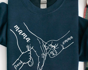 Customized Mama Sweatshirt: Personalized Kids Names, Matching Family Sweater