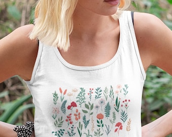 Wildflower Tank Top: Boho Floral Sleeveless Cotton Shirt