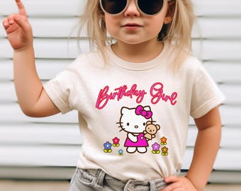 Cute Cat Birthday Shirt Birthday Girl Cat Party Tee Funny Cat Birthday Shirt Kawaii Cat Lover Gift Birthday Girl Shirt
