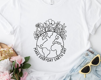 Earth Day Flowers Shirt: Cotton Blend Environmental Tee