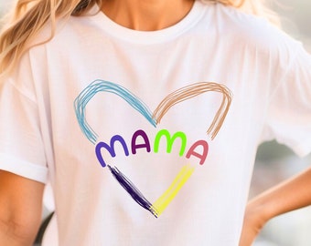 Colorful Heart Mama Shirt, Mothers Day Shirt, Gift for Her, Mom Shirt, Mom Gift, Mother Gift, Birthday Shirt  WG-48