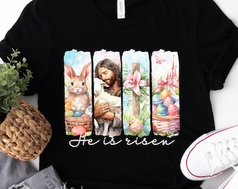 Camiseta de Pascua «Él ha resucitado»: Ropa con versículos bíblicos cristianos