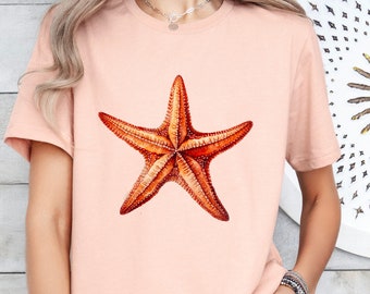 Starfish Shirt, Cute Starfish Tee, Ocean Shirt, Sea Lover Shirt, Colorful Ocean Tee, Beach Shirt, Summer Shirt    WG-82