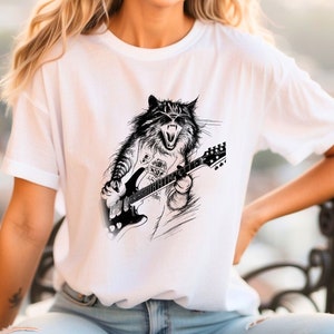 Funny Rocker Cat Shirt,funny Shirt, Retro Gifts, Sarcastic Tshirt, Cat ...