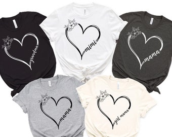 Personalized Heart Line Shirt: Retro Grandma/Mom Shirt