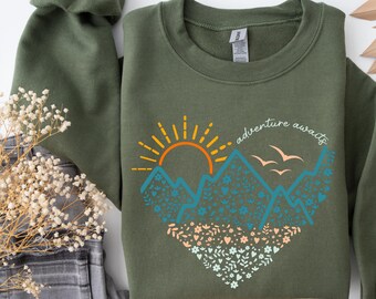 Adventure Awaits Sweatshirt, Camping Gift, Adventure Sweatshirt and Hoodie, Travel Shirts, Camping Gift, Vacation Sweatshirt