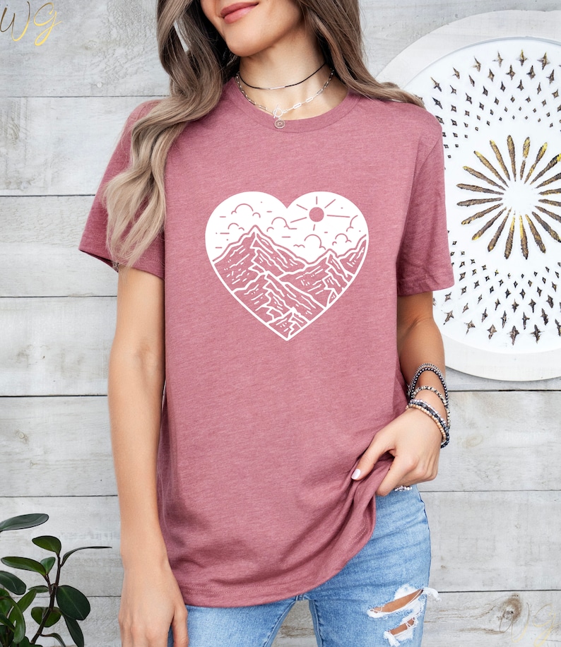 Mountain Heart Shirt, Road Trip Shirt, Hiking Shirt, Nature Lover Shirt, Adventure Shirt, Camper Tee,Birthday Shirt