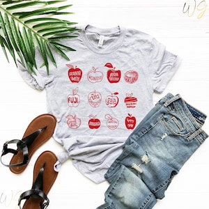 Apple Shirt, Apple Lover Shirt, Summer Fruit Shirt, Cottagecore Clothing, Y2k Shirt, Food Shirt Heather Light Grey