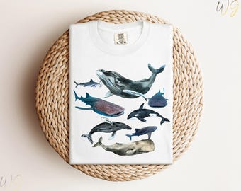 Comfort Colors Whale Watercolor Shirt: Ocean Sea Life Tee