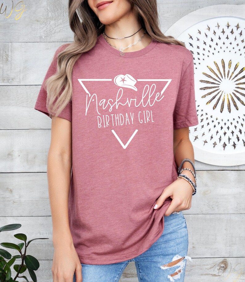 Nashville Birthday Shirt, Nashville Birthday Crew Tshirt, Cowgirl Birthday Party, Girls Nashville Trip Shirt, Gift for birthday girl image 4