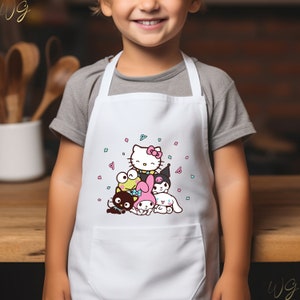 Hello Cat Toddler Apron, Kawaii Apron, Kitty Apron, Cute Cat Toddler Apron, Gift for Birthday Apron, Cute Girls Apron