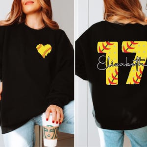 Personalized Softball Sweatshirt, Custom Name and Number Softball Hoodie, Softball Lover Sweater, Softball Mama Sweatshirt, Game Day Hoodie