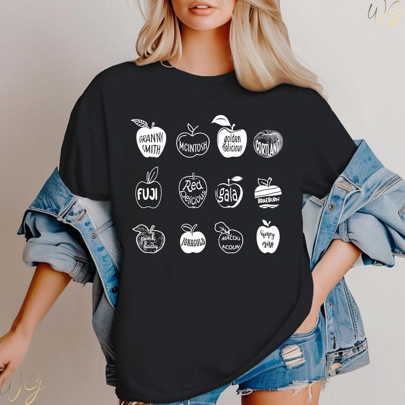 Apple Shirt, Apple Lover Shirt, Summer Fruit Shirt, Cottagecore Clothing, Y2k Shirt, Food Shirt Black
