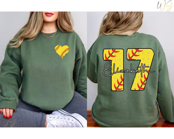 Personalized Softball Sweatshirt: Custom Name & Number, Game Day Hoodie