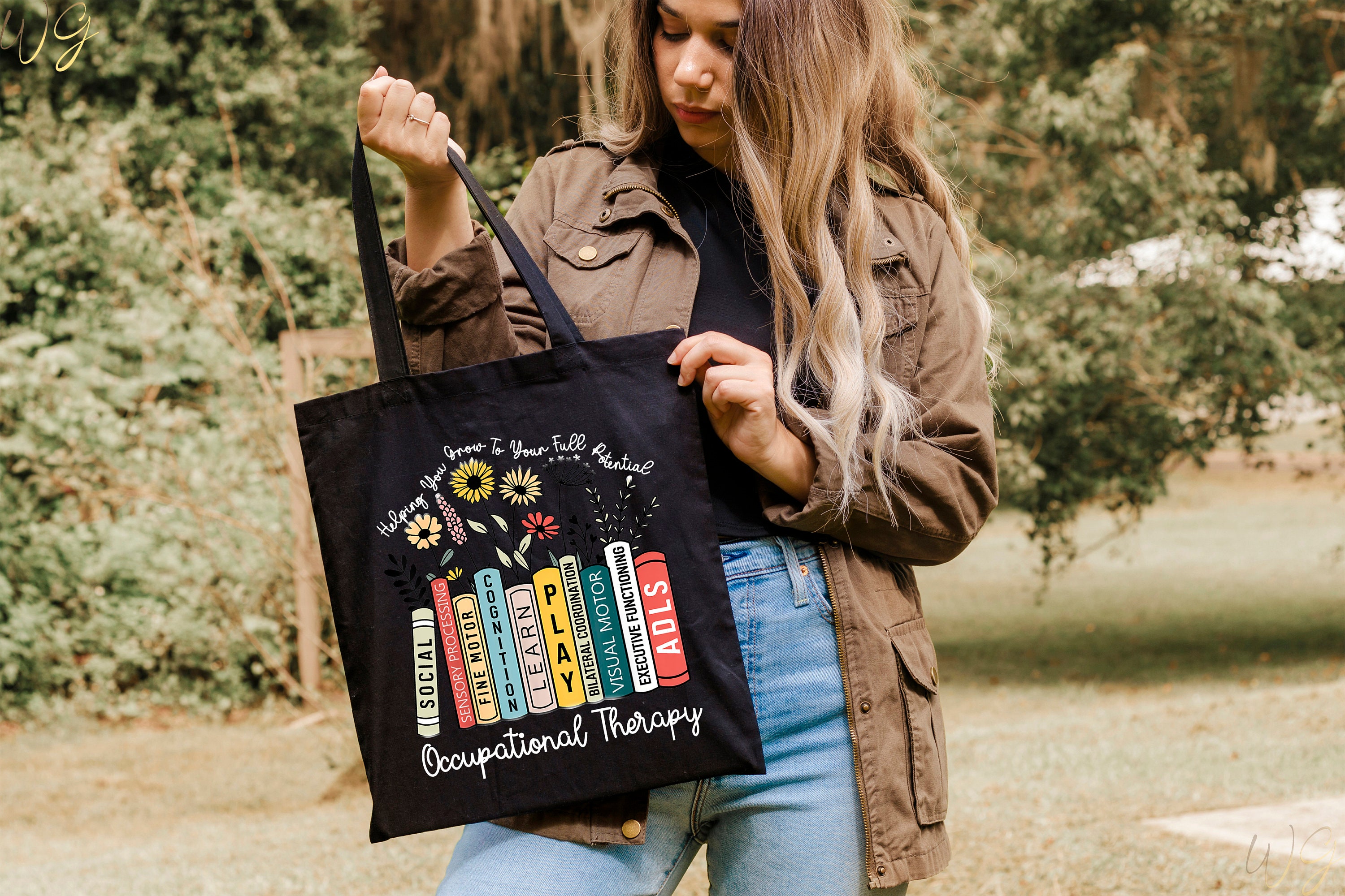 CafePress Occupational Therapist Tote Bag – Natural Canvas Reusable Shopping Bag, Two Sizes - View #9