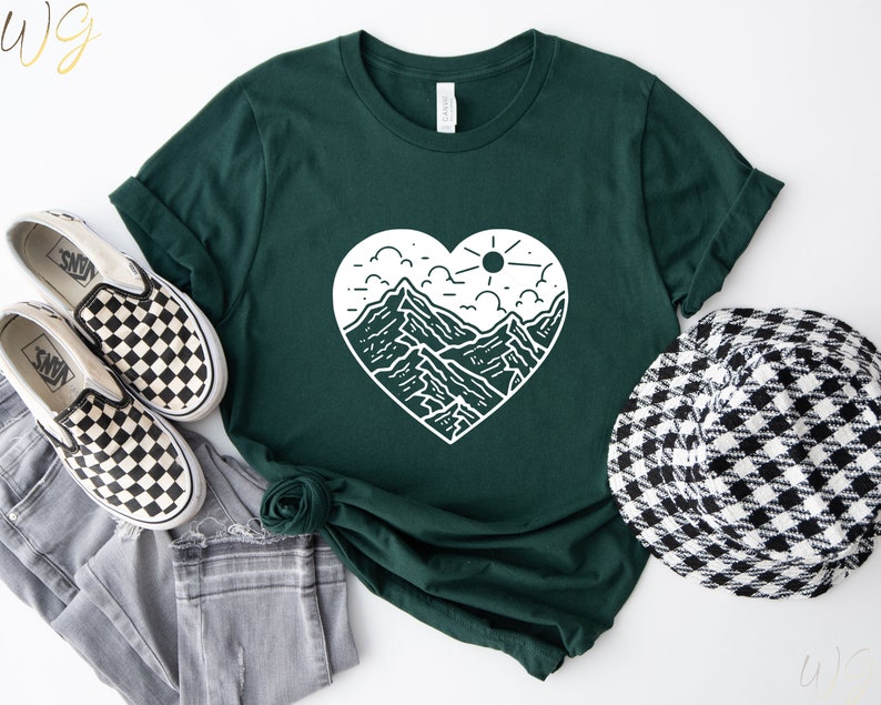 Mountain Heart Shirt, Road Trip Shirt, Hiking Shirt, Nature Lover Shirt, Adventure Shirt, Camper Tee,Birthday Shirt