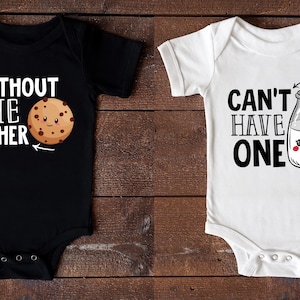 Twin Onesies Can&#39;t Have One Without The Other, Funny Baby Onesies, Milk and Cookie Onesies, Baby Shower Gift, Funny Baby Onesies