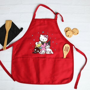 Hello Cat Toddler Apron, Kawaii Apron, Kitty Apron, Cute Cat Toddler Apron, Gift for Birthday Apron, Cute Girls Apron