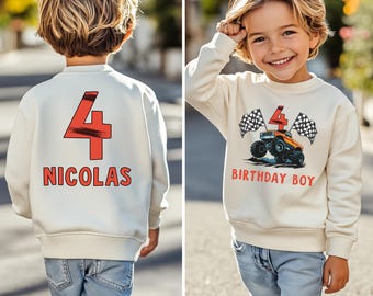 Custom Monster Truck Birthday Sweatshirt: Racecar Party Gift