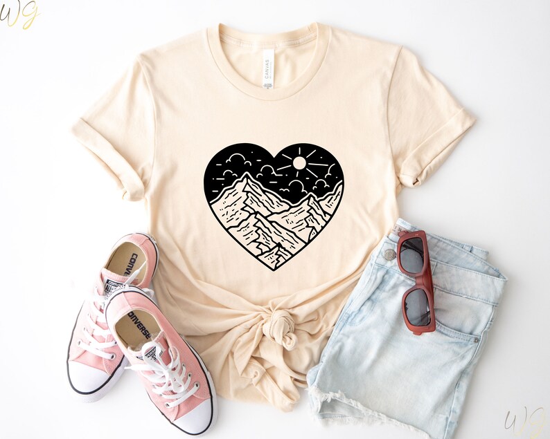 Mountain Heart Shirt, Road Trip Shirt, Hiking Shirt, Nature Lover Shirt, Adventure Shirt, Camper Tee,Birthday Shirt