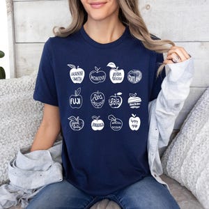 Apple Shirt, Apple Lover Shirt, Summer Fruit Shirt, Cottagecore Clothing, Y2k Shirt, Food Shirt Navy