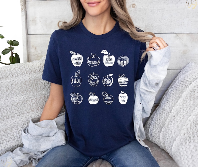 Apple Shirt, Apple Lover Shirt, Summer Fruit Shirt, Cottagecore Clothing, Y2k Shirt, Food Shirt Navy