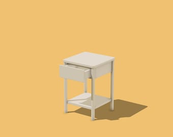 Miniature Bedside Table 1/12 Scale: Dollhouse Furniture STL File (3D Printing)