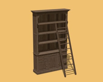 Librería vintage en miniatura para imprimir en 3D: Muebles para casa de muñecas a escala 1/12 (archivo STL)
