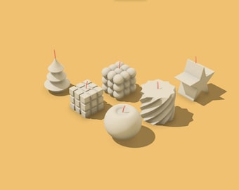 Miniatuur kaarsdecor STL-bestanden (6 stuks) 1/12 poppenhuismeubilair - 3D-printen