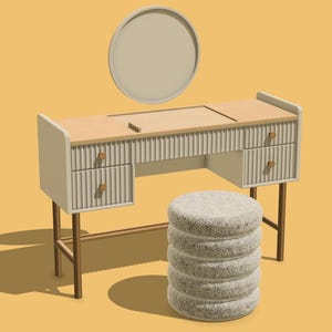 Tocador en miniatura: Diorama de muñeca a escala 1/12 (archivos STL digitales)