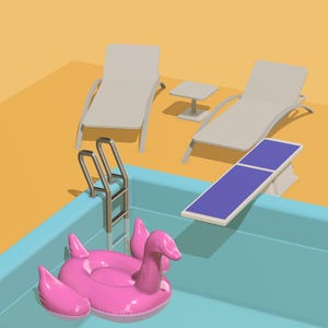 Miniature Pool Set: 1/12 Scale Dollhouse Furniture (Digital STL Files for 3D Printing)
