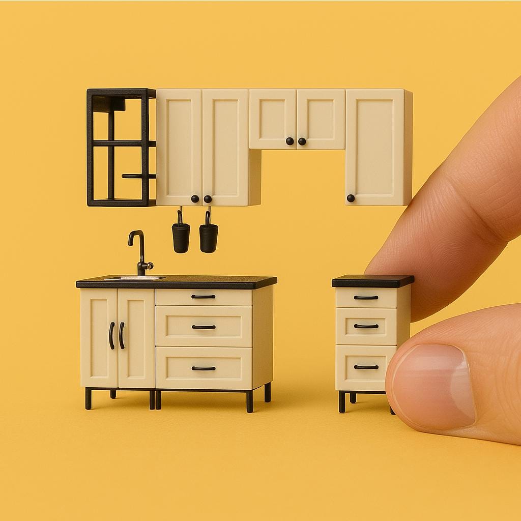 Miniature Kitchen Cabinet Set: 1/12 Scale Dollhouse Furniture (Digital STL Files)