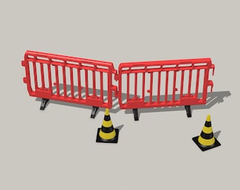 1/12 Scale Modular Barrier STL Files: Diorama Road Infrastructure (Digital Download)