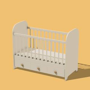 Berço de boneca em miniatura, arquivo 3D STL: móveis para casa de bonecas em escala 1/12