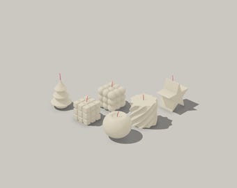 Miniature Candle Decor STL Files (6 Piece) 1/12 Scale Dollhouse Furniture - 3D Printing