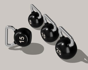 Kettlebell miniature : fichiers STL d&#39;équipement de gymnastique à l&#39;échelle 1/12 (téléchargement numérique)